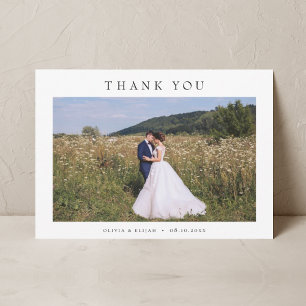 Modern Simple Photo Wedding W Note Landscape Thank You Card
