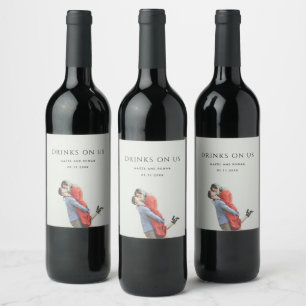 Modern Simple Photo Wedding Wine Label