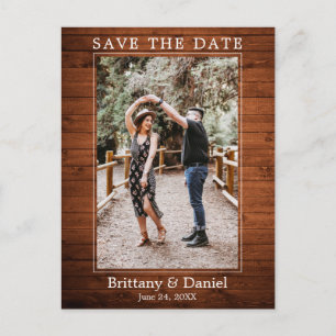 Modern Simple Photo Wood Save The Date Postcard