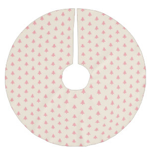 Modern Simple Pink Beige Christmas Trees Brushed Polyester Tree Skirt
