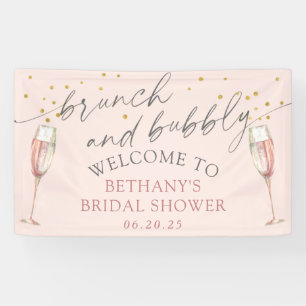 Modern simple pink brunch and bubbly bridal shower banner