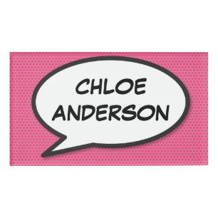 Modern Simple Pink Comic Book Speech Bubble Name Tag