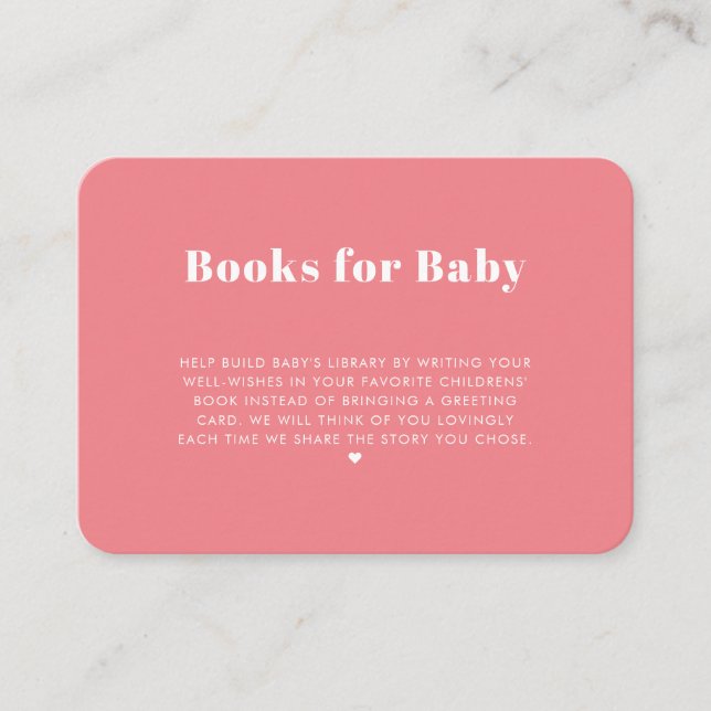 Modern Simple Pink Girl Books for Baby Enclosure Card (Front)