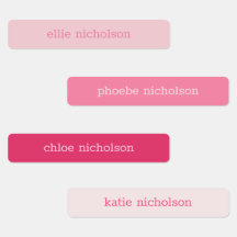 Modern Simple Pink Girly Waterproof Name Labels