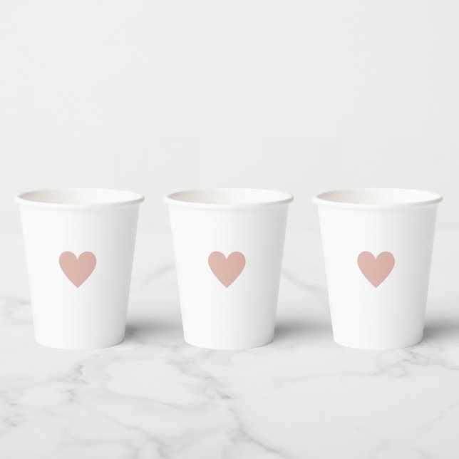 Modern Simple Pink Heart Paper Cups (Multi)