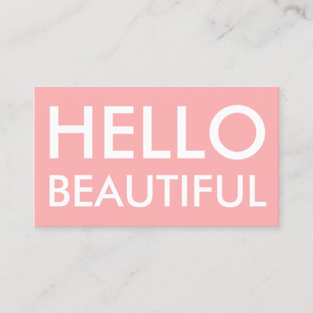 Modern simple pink hello beautiful business card (Front)