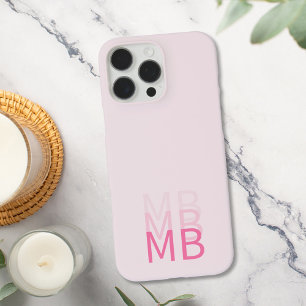 Modern Simple Pink Initial Monogram iPhone 16 Pro Max Case