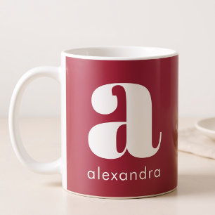 Modern Simple Pink Monogram Initial Letter Name Coffee Mug