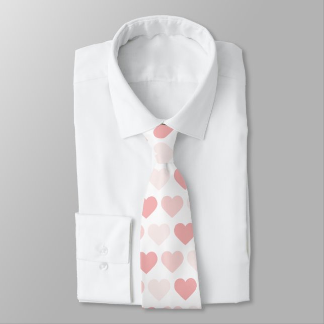 Modern Simple Pink Peach Hearts Tie (Tied)