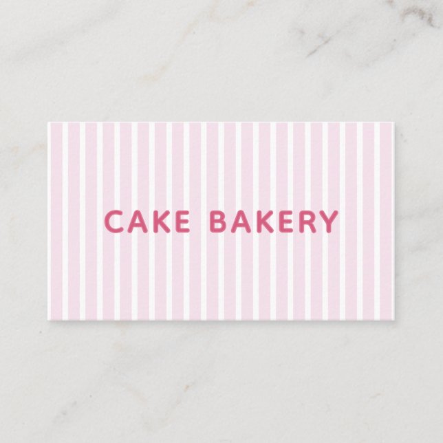 Modern Simple Pink Stripes Bakery Business Card (Front)