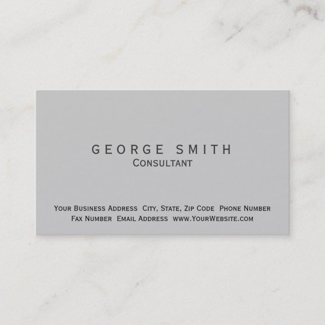 Modern Simple Plain Consultant Business Card (Front)