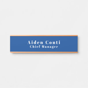 Modern Simple Plain Deep Blue Minimalist Door Sign
