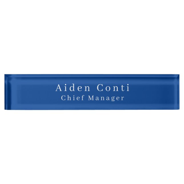 Modern Simple Plain Deep Blue Minimalist Nameplate (Front)