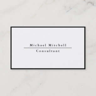 Modern Simple Plain Elegant Black White Border Business Card