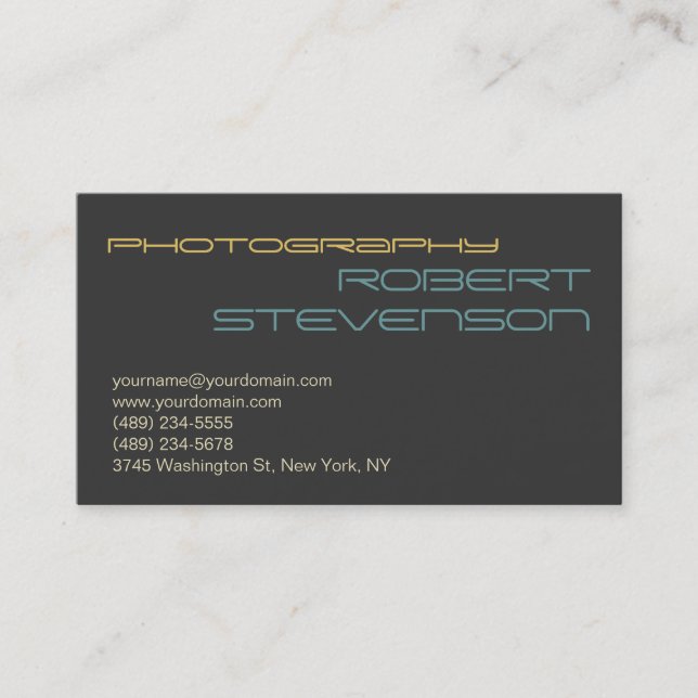 Modern Simple Plain Photography Business Card (Front)