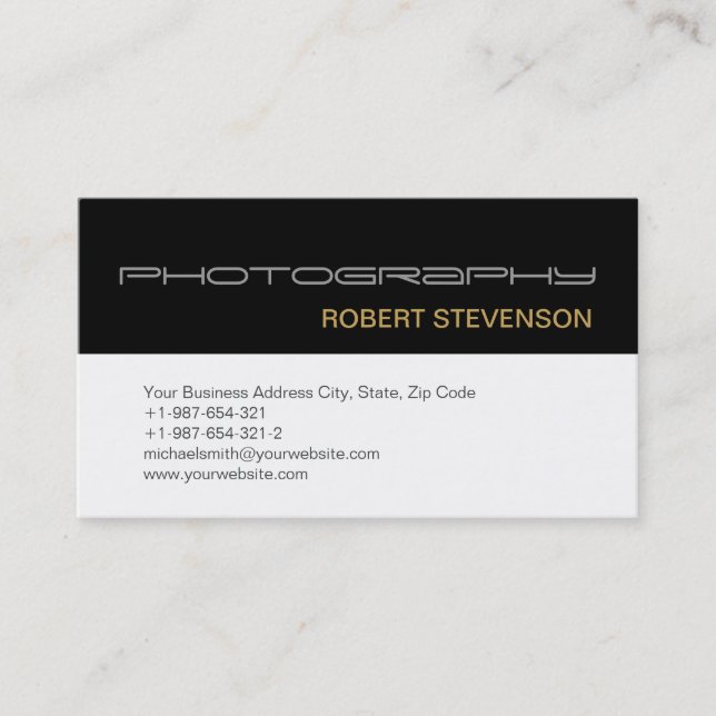 Modern Simple Plain Photography Business Card (Front)