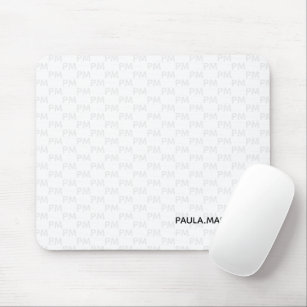 Modern Simple Plain White Grey Monogram Pattern Mouse Mat