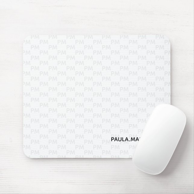 Modern Simple Plain White Grey Monogram Pattern Mouse Mat (With Mouse)
