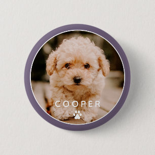 Modern Simple Playful Elegant Chic Paw Pet Photo 6 Cm Round Badge