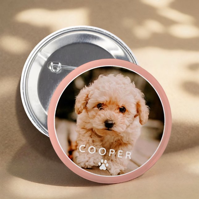 Modern Simple Playful Elegant Chic Paw Pet Photo 6 Cm Round Badge (Creator Uploaded)