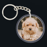 Modern Simple Playful Elegant Chic Paw Pet Photo Key Ring<br><div class="desc">This simple and classic design is composed of sans serif typography and add a custom photo of your pet.</div>