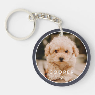Modern Simple Playful Elegant Chic Paw Pet Photo Key Ring