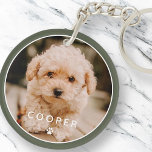 Modern Simple Playful Elegant Chic Paw Pet Photo Key Ring<br><div class="desc">This simple and classic design is composed of sans serif typography and add a custom photo of your pet.</div>
