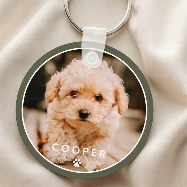 Modern Simple Playful Elegant Chic Paw Pet Photo Key Ring (Creator Uploaded)