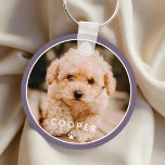 Modern Simple Playful Elegant Chic Paw Pet Photo Key Ring<br><div class="desc">This simple and classic design is composed of sans serif typography and add a custom photo of your pet.</div>