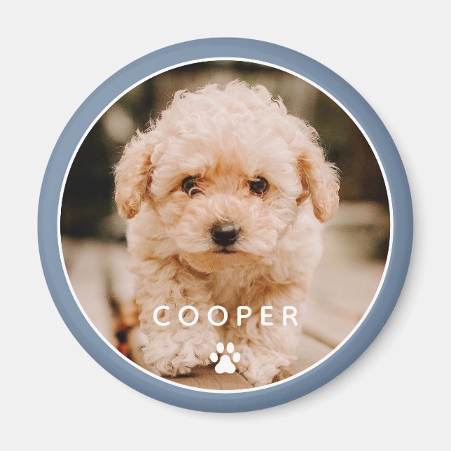 Modern Simple Playful Elegant Chic Paw Pet Photo Magnet (Front)