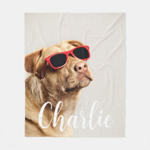 Modern Simple Playful Elegant Chic Pet Photo Fleece Blanket