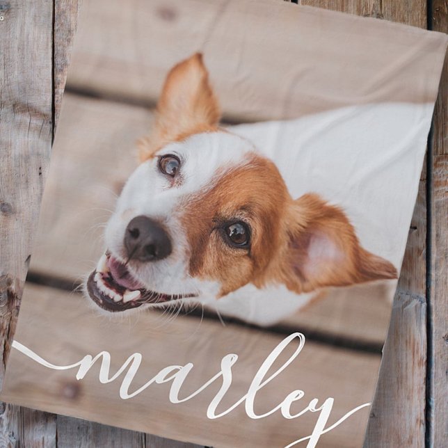 Modern Simple Playful Elegant Chic Pet Photo Fleece Blanket (Creator Uploaded)
