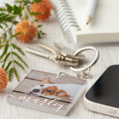 Modern Simple Playful Elegant Chic Pet Photo Key Ring (Front Right)