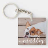 Modern Simple Playful Elegant Chic Pet Photo Key Ring (Front)