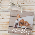 Modern Simple Playful Elegant Chic Pet Photo Key Ring<br><div class="desc">This simple and classic design is composed of serif typography and add a custom photo of your pet.</div>
