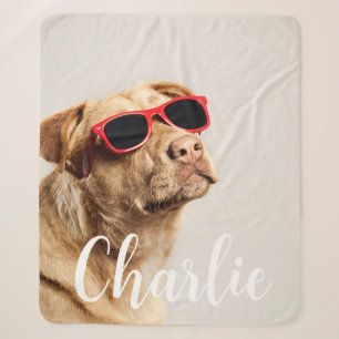 Modern Simple Playful Elegant Chic Pet Photo Sherpa Blanket