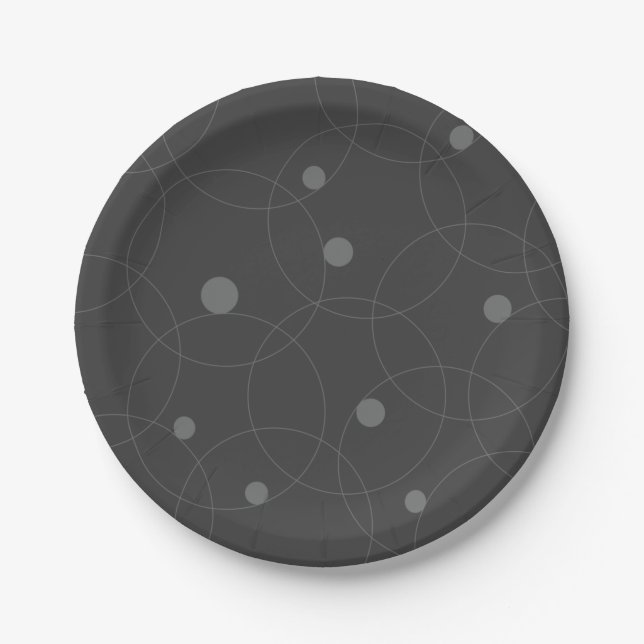 Modern, simple, playful, fun pattern of circles paper plate (Front)