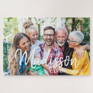 Modern Simple Playful Script Family Photo Jigsaw Puzzle