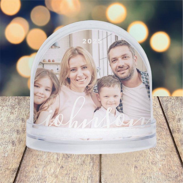 Modern Simple Playful Script Family Photo Snowglobe (Creator Uploaded)