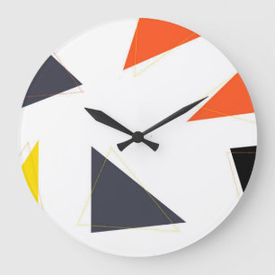 Modern, simple, playful triangle geometric pattern large clock