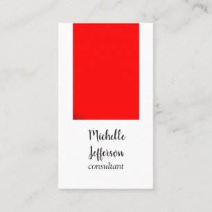 Modern Simple Plian Minimalist Red White Business Card