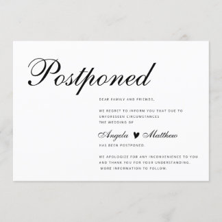 Modern & Simple Postpone Wedding Announcement card