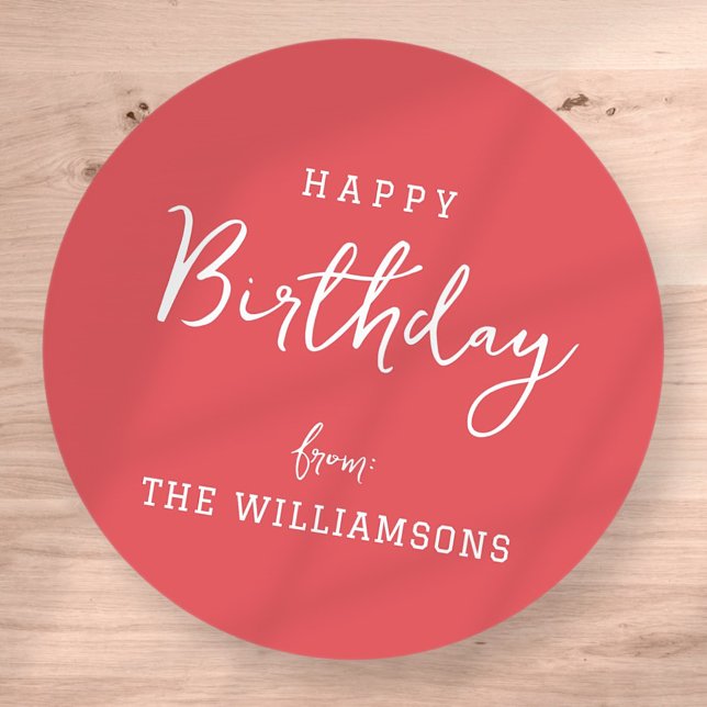 Modern Simple Preppy Happy Birthday Greeting Classic Round Sticker (Creator Uploaded)