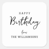 Modern Simple Preppy Happy Birthday Greeting Square Sticker (Front)