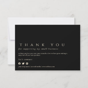 Modern Simple Professional Black and Gold Thank You Card