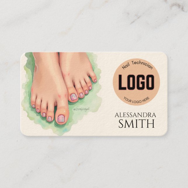 Modern Simple Professional Business Nail Tech Card (Front)