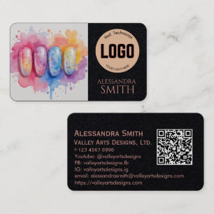 Modern Simple Professional Business Nail Tech Card