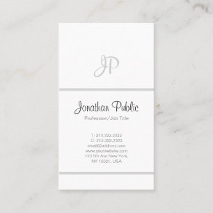 Modern Simple Professional Elegant Monogram White Business Card