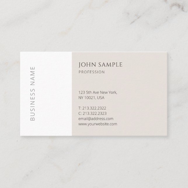 Modern Simple Professional Elegant Plain Trendy Business Card (Front)