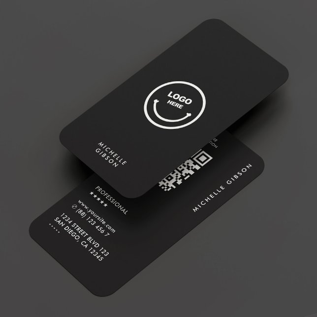 Modern Simple Professional Logo Black QR Business Card (Modern Simple Professional Logo Black QR Business Card
)